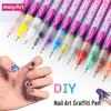 Nail Art Graffiti Pen Set – 12 Quick-Drying Acrylic Colors for DIY Fingernail Painting and Outlining