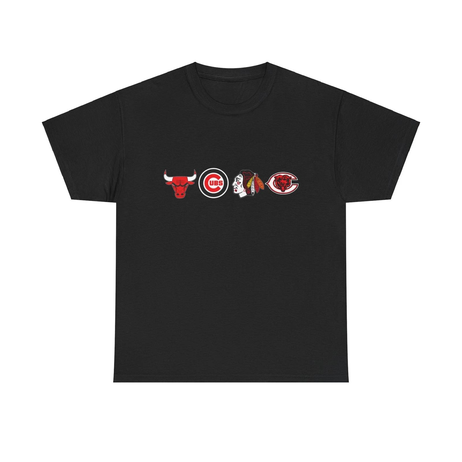 Chicago Sports Team Shirt - Bulls, Cubs, Blackhawks, Bears Fan Apparel S