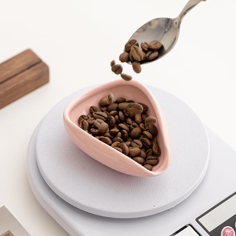Ceramic Coffee Bean Scale Dish Anti Fly Powder Cup Measuring Plate for Brewing