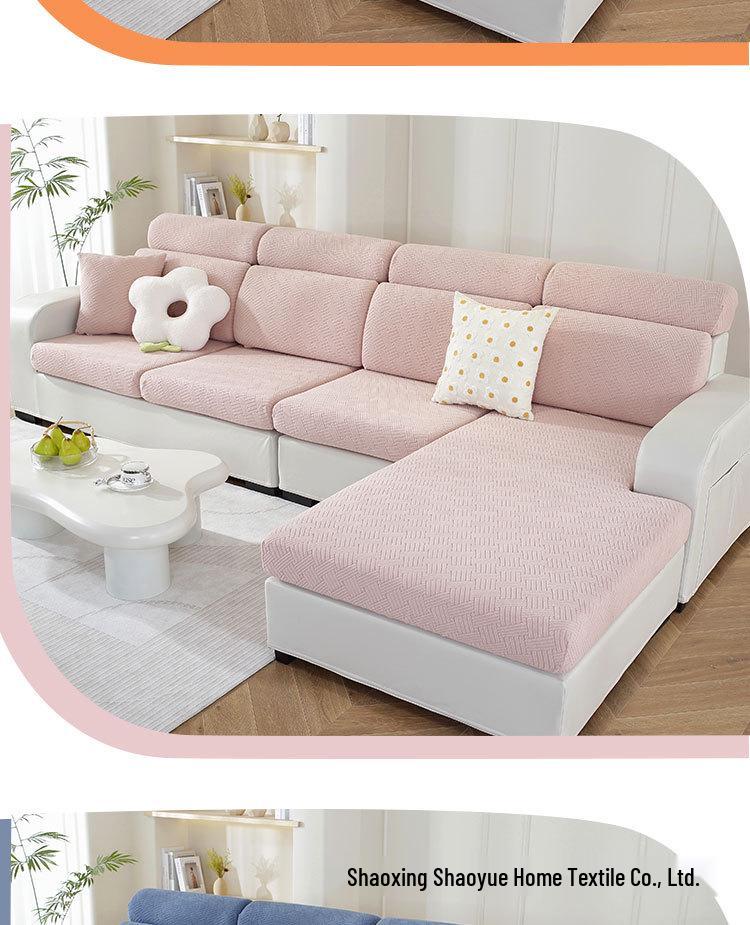 Universal Non-Slip Stretch Sofa Cover - Solid Color, All-Season Full Wrap Cushion Protector