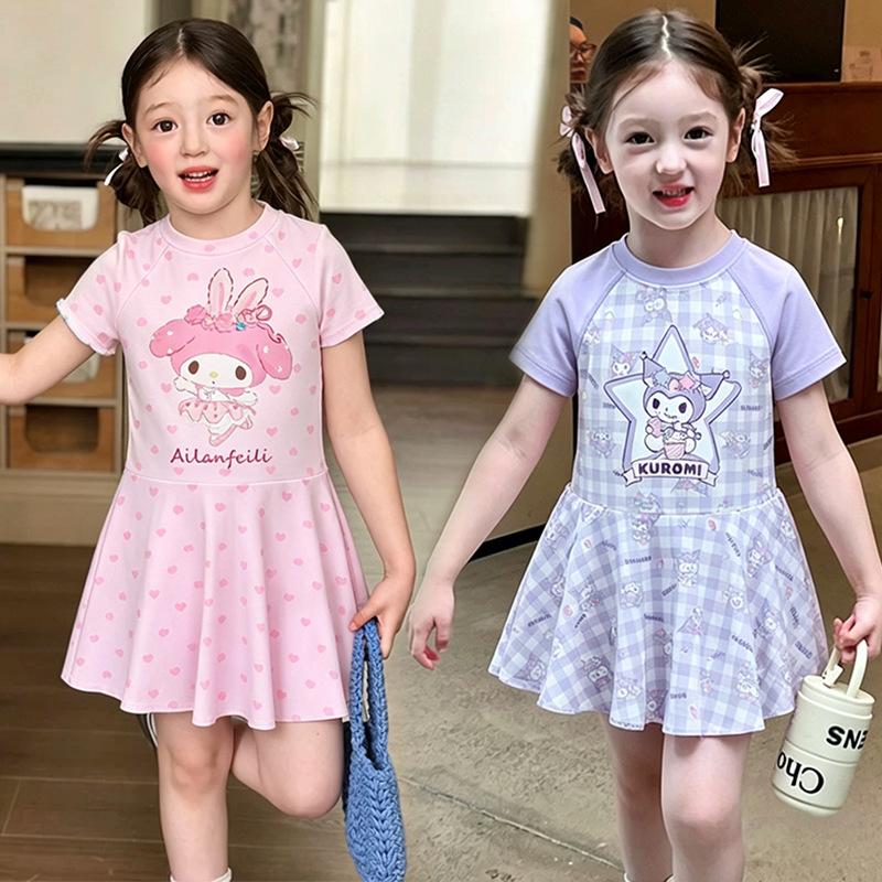 Children's Swimsuit Girls' Jumpsuit Style Polyester Cartoon Cute Swimsuit for Children Beach Vacation Swimsuit