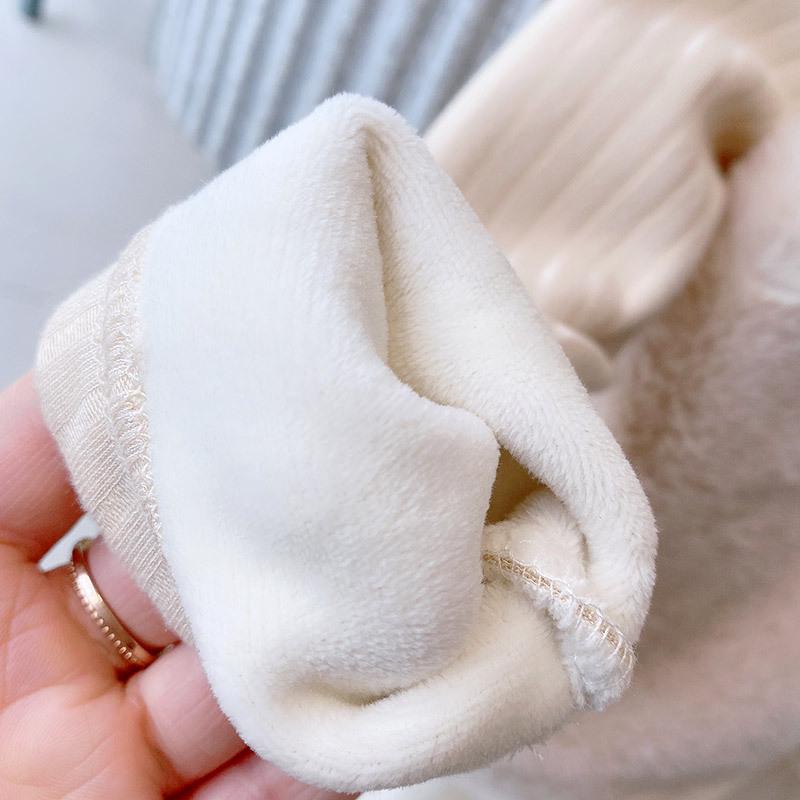 Gemütliches Winter 2022 Kleinkind Prinzessin Strickkleid Set - Fleecefutter, Zweiteilig AD0632