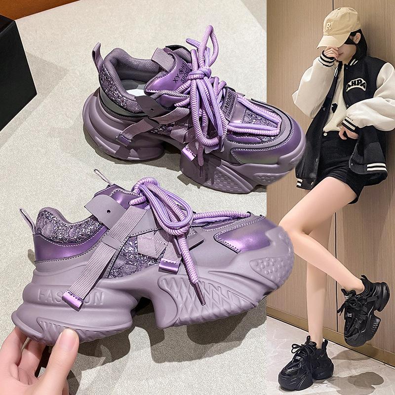 Women's Autumn and Winter Soft-soled Dad Shoes Lightweight Thick-soled Height-enhancing Casual Sports Shoes