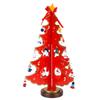 Wooden Xmas Tree Advent Calendar Tabletop Xmas Tree Decoration with Star Topper and 28 Ornaments for Home Red