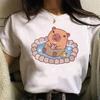 Capybara Streetwear Mode d'Été T-shirt Femme Harajuku Chemise Vêtements Kawaii Manches Courtes T-shirt en Coton Haut Décontracté à Col Rond