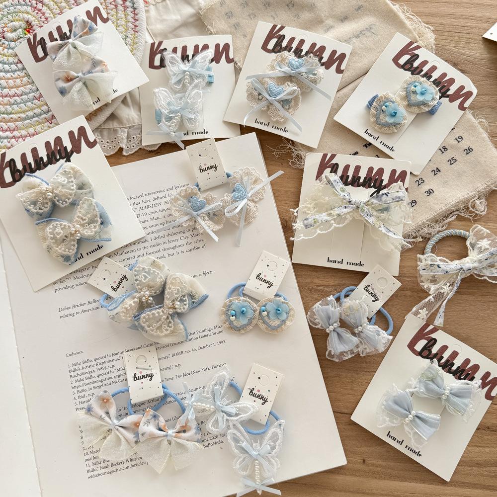 2pcs/set Fabric Candy Bow Rubber Bands For Baby Girls Hair Rope Ties Ponytail Holder Elastic Hair Bands Kids Headwear