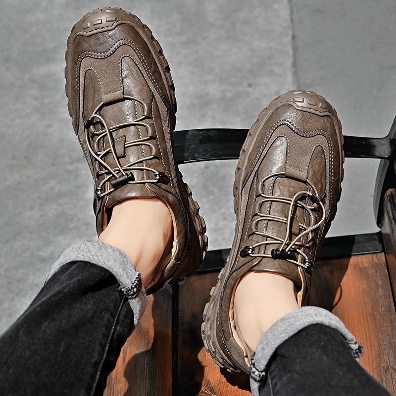 British Leather Shoes Leather Men's Casual Single Shoes Handmade Shoes Stitched Casual Leather Shoes Outdoor Fashion Men Flats