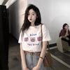 Women's Casual Short Sleeve T-Shirt Cute Cartoon Bear Print Loose Crew Neck Summer Basic Tee Top