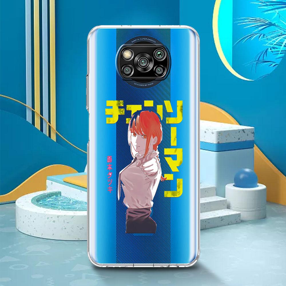 

Мягкий чехол для Xiaomi Mi Poco X3 NFC 11T Pro 11 Lite X4 F3 M3 M4 10T 9T Note 10 12X 11X F1 Прозрачный чехол для телефона Chainsaw Man Power Mi Note 10 Pro