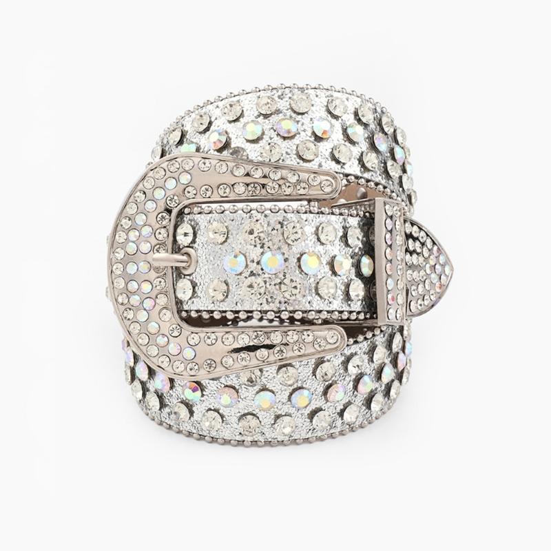 Elegant Rhinestones Belt For Women PU Leather Waistband With Adjustable Length And Sparkling Design