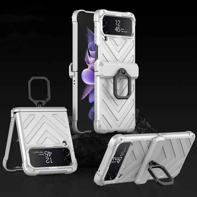 Shockproof Hard Armor Case Ring Bracket For Samsung Galaxy Z Flip 4 5g Case Magnetic Hinge Cover For Samsung Z Flip4 Stand Case