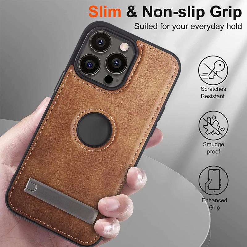 Artificial Leather Mobile Phone Cases with Kick Stand for iPhone 16 15 14 Plus 13 12 11 Case Trending Products 2025 New Arrival