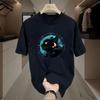 Summer Hong Kong Style Trendy Print Short Sleeve T Shirt Men Women Unisex Casual Versatile Cotton Top