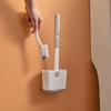 Toilet Brush Set Wall Mounted Toilet Brush With Drain Holder Silicone Flat Head Flexible Soft Bristles Cleaning Brush
