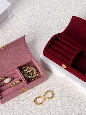 Women Business Trips Anti Oxidation Light Luxury Velvetring Jewelry Box Exquisite and Portable Mini Jewelry Storage Box For