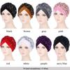 Foulard extensible à paillettes Musulmans Bonnet Hijab Chimiothérapie Bonnets Enveloppements de tête Chapeau Turban