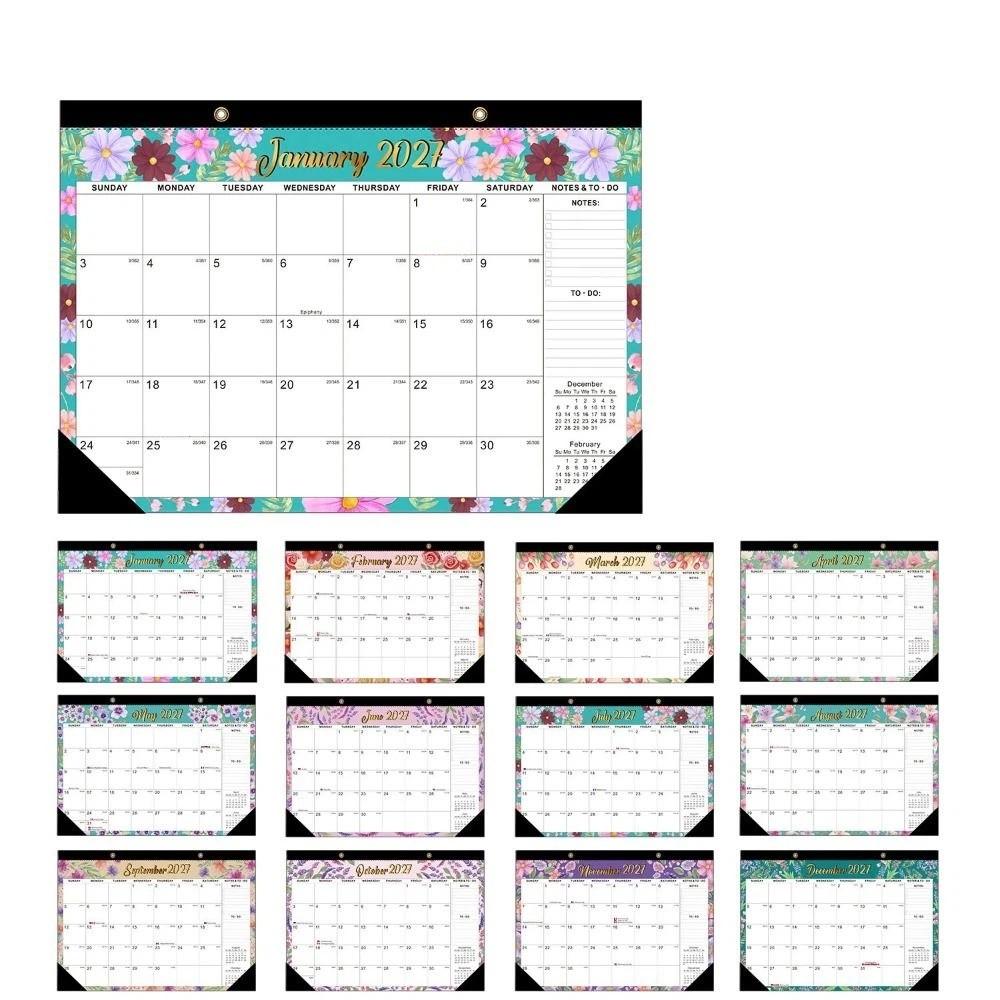 2027 English Calendar with Hanging Hole Calendar Planner Practical Wall Calendar  Home Decoration