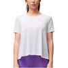 Saucony Logo Letter Back Slit Design Round Neck Short Sleeve T-Shirt Women T-Shirt Pearl-White SC1249033B-WT02