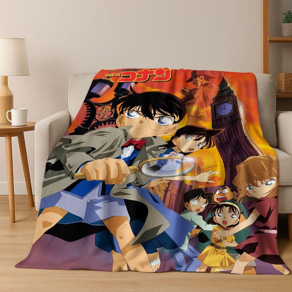 Retro Anime Detective Conan Cartoon Flannel Blanket,Warm and Cozy Soft Throw Blanket for Home Bedroom Bed Sofa Picnic Cover Kids