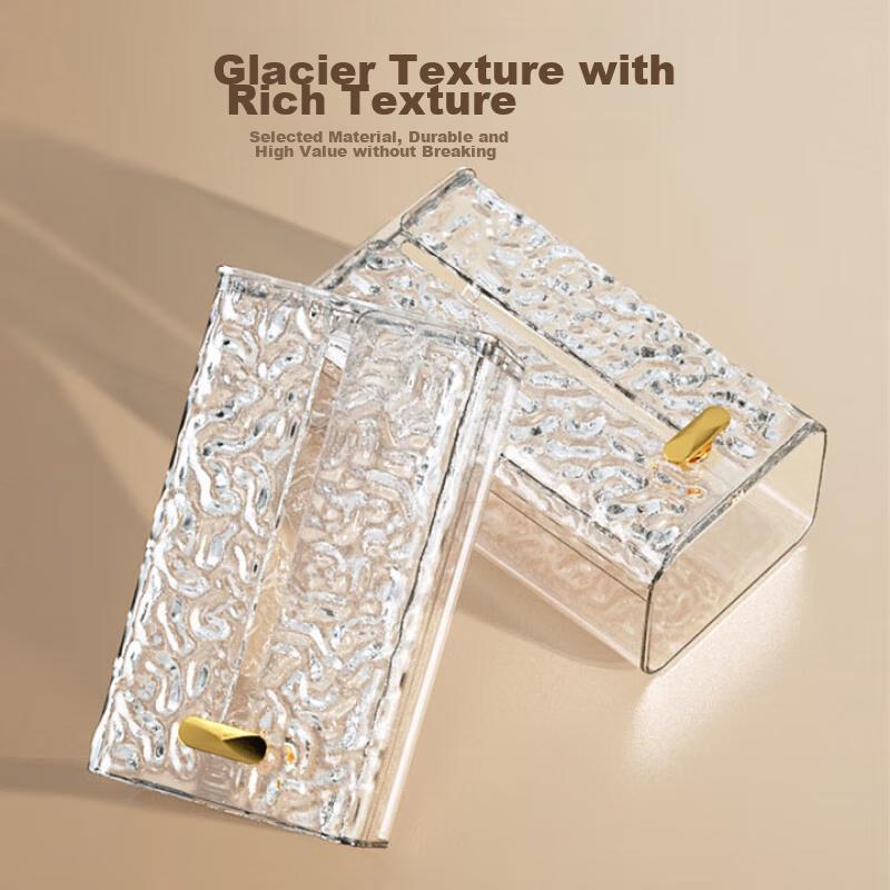 Glacier Pattern Tissue Box, Facial Tissue Storage Box, Wall-Mounted Tissue Holder, No Drilling Required, Luxury Bathroom Kitchen Paper Towel Dispenser