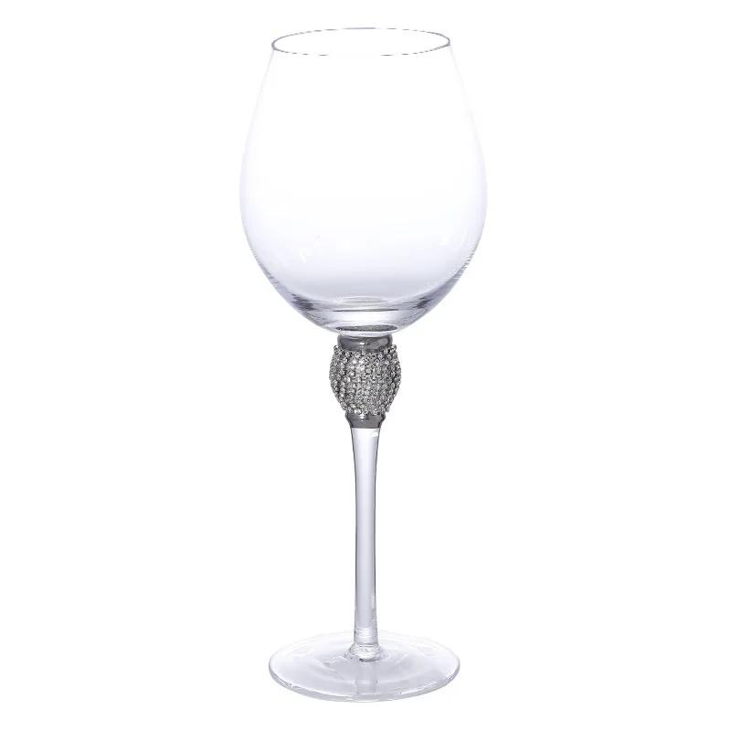 European Luxury Diamond-Embellished Gold Rim Wine Glasses Champagne Cocktail Crystal Stemware Set for Home Bar Party ElegantGift