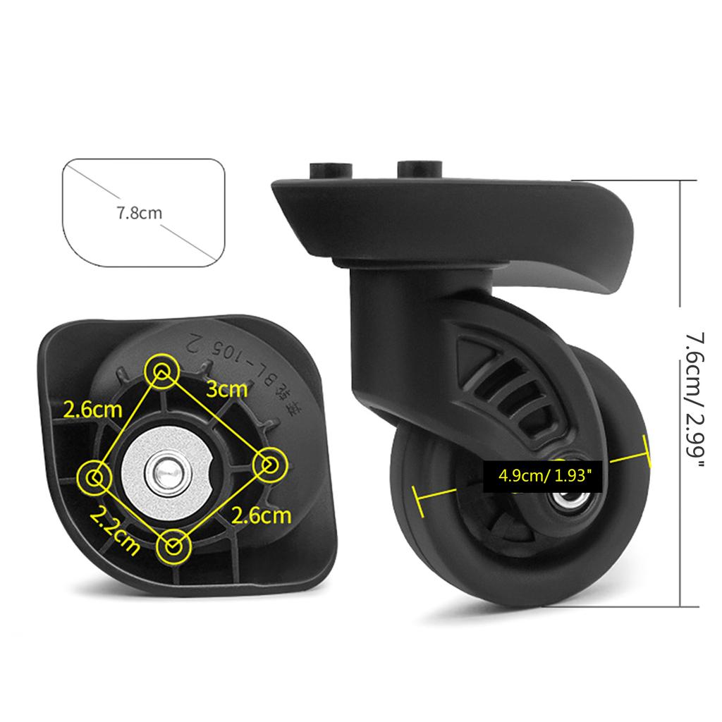 1Pair Luggage Wheels Suitcase Replacement Wheel Roller Hardware Repairing Kit 360 Degree Spinner Caster Heavy Duty Wheel