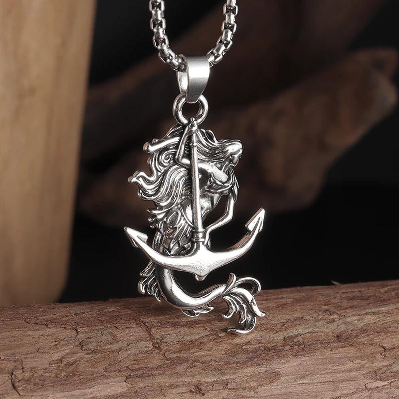 Classic Popular Anchor Trident Pendant Necklace for Men and Women Hip-Hop Rock Trend Nordic Jewelry