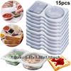 Double Compartment Transparent Dressing Containers with Lids Stackable Storage Snack Containers Reusable for Home School
