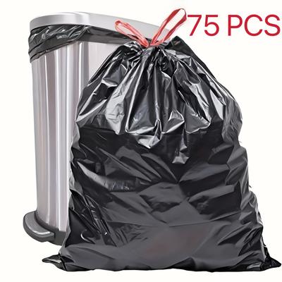 75pcs Thick Rope-drawing Garbage Bag Dirty-free Hand Bundle Office Garbage Storage Bag PE Kitchen and Bathroom To Increase Garbage Bags
