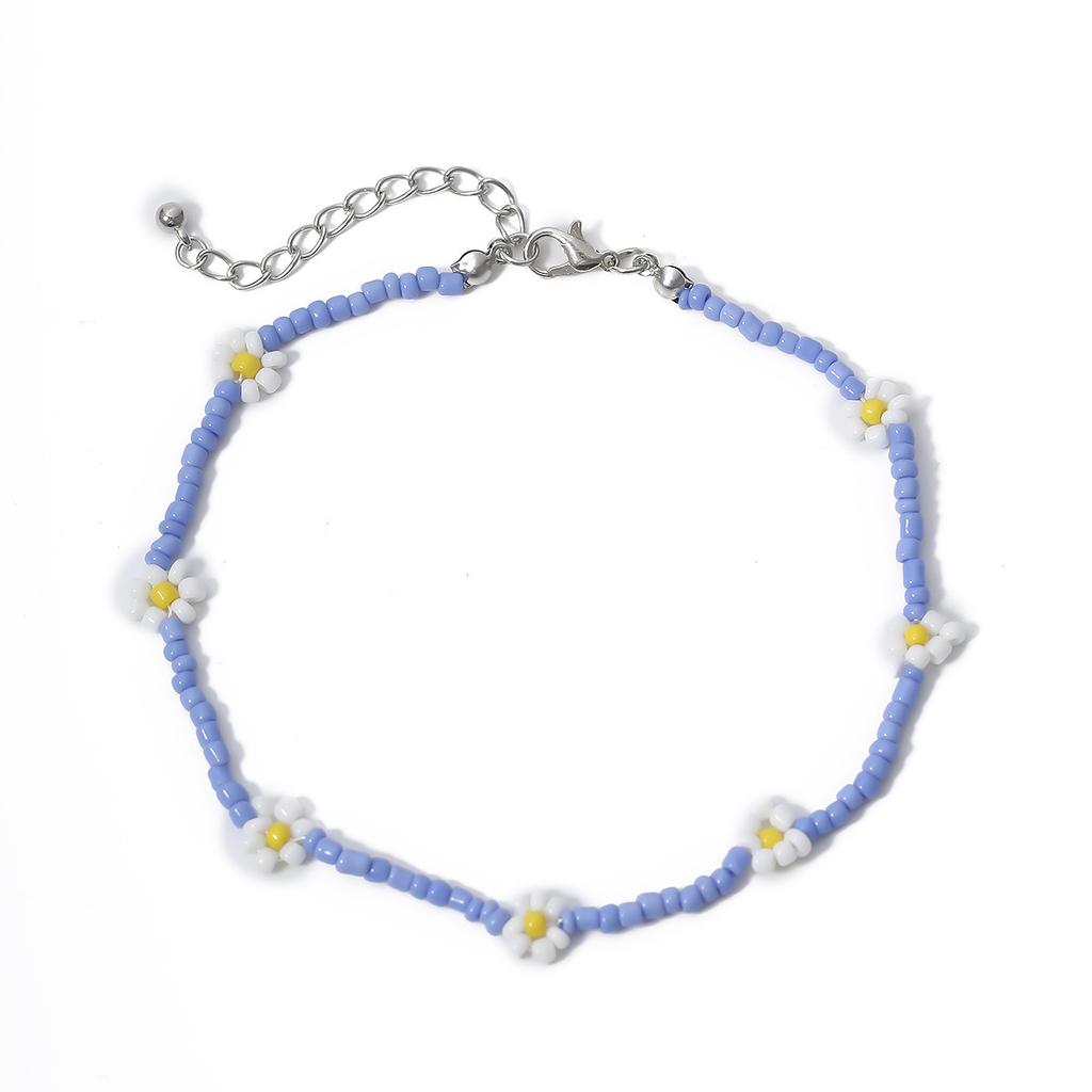 Jewelry, Simple Sweet And Cool Contrasting Color Beaded Necklace, Woven Flower Rice Bead Color Necklace For Women