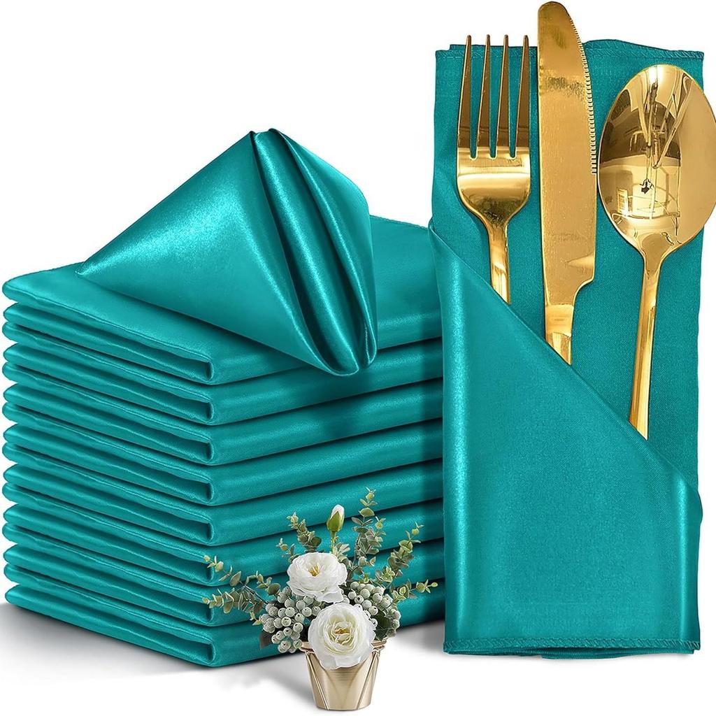1PC Napkin Cloth Satin Face Mouth Cloth Lock Edge Solid Color Restaurant Hotel Square Wedding Decoration