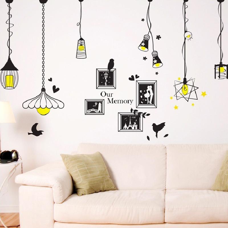 Adesivo da Parete Lampadario Stile Nordico Colorato Rimovibile Decorazione Sfondo TV per Camera da Letto e Soggiorno Adesivo Vetro Finestra
