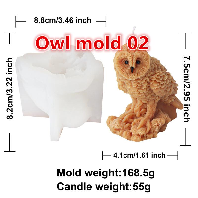 3D Owl Silicone Candle Mold DIY Cute Creative Animal Statue Novelty Decor Bird Decor Gifts Plaster Craft Resin Mold Home Decor