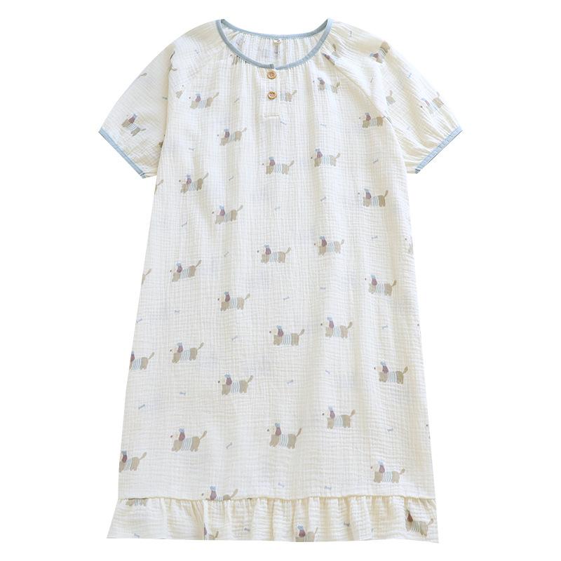 Pigiama in puro cotone da donna estivo, garza doppia a strati in puro cotone, indossabile in casa, a maniche corte, nuovo abbigliamento da casa da donna, gonna