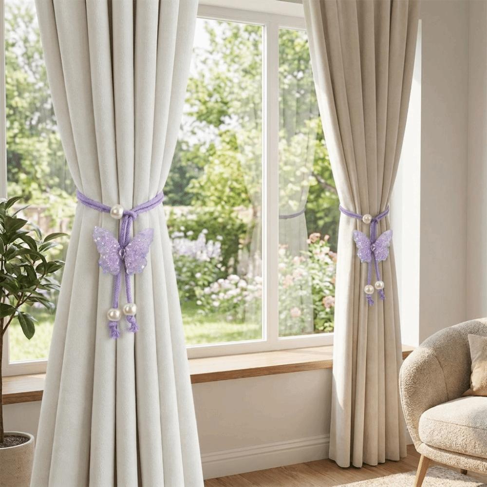 Handmade Butterfly Shaped Curtain Tieback Sequin Curtain Buckle Window Treatment