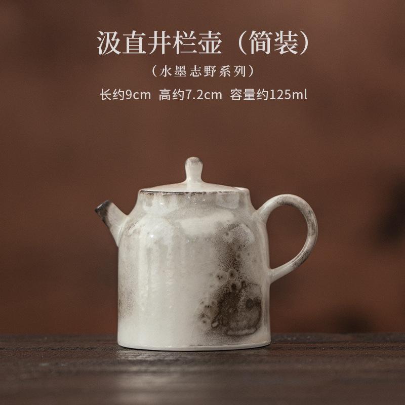 125ml Ink Painting Teapot Vintage Tea Infuser Pot Tea Making Kettle With Ball Hole Chinese Tea Set Ornaments Collection Craft
