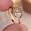 White Zircon Hollow Round Ball Engagement Rings For Women Vintage Gold Color Ring Wedding Bands Jewelry Valentine's Day Gifts