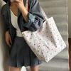 2025 Summer New Canvas Bag Tote Oversized Bag Shopping Commuting Large Capacity Fashionable Simple and Cute Embroidery Pattern
