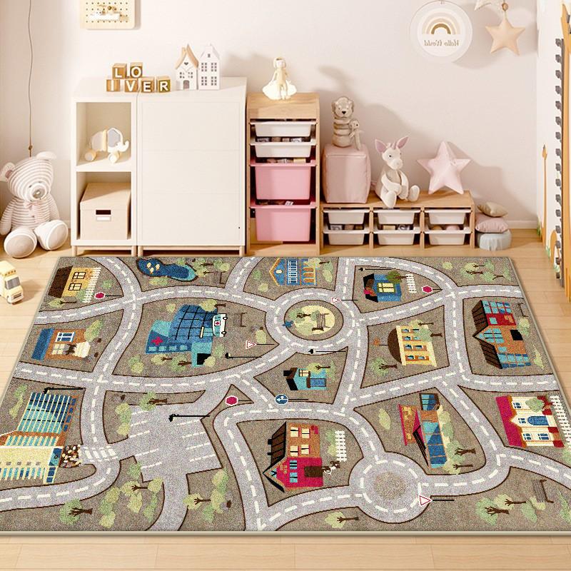 Children Traffic Road Play Living Room Carpet Decoration Home Non-slip Soft Rug Bedroom Bedside Foldable Plush Floor Mat Tatami