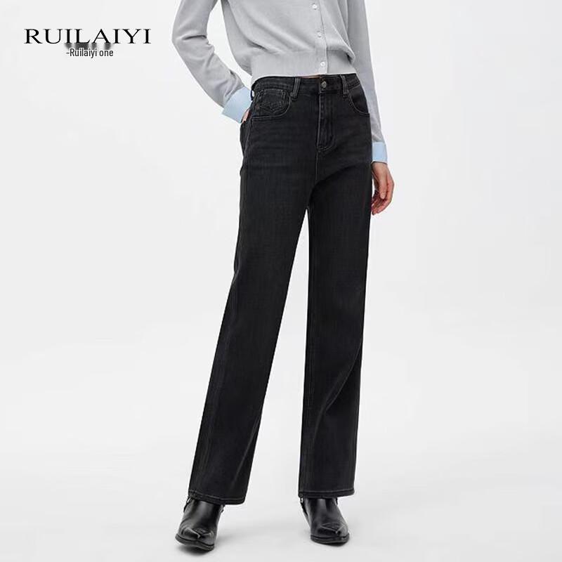 

RUILAIYI Women s Casual Straight-Leg Lyocell Blend Jeans 29
