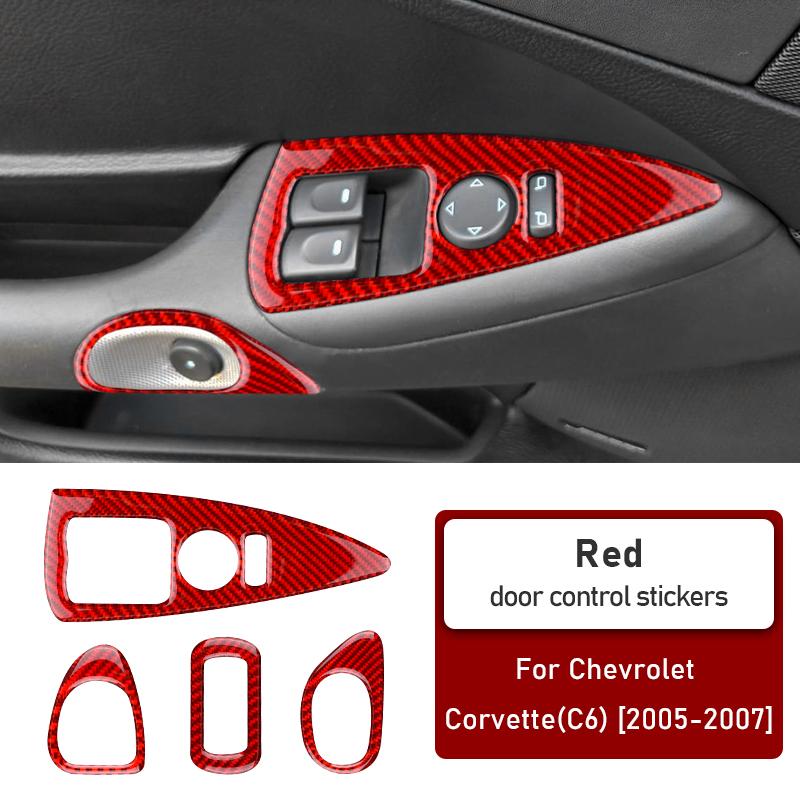 Echte Weiche Kohlefaser für Chevrolet Corvette C6 2005 2006 2007 2008 2009 2010 2011 2012 2013 Türfenster-Knopfpanel Aufkleber