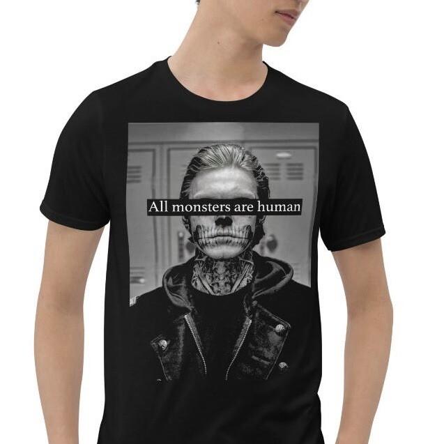 

All Monsters Are Human Skullface Skull Face Tattoo Goth Unisex T-Shirt XL