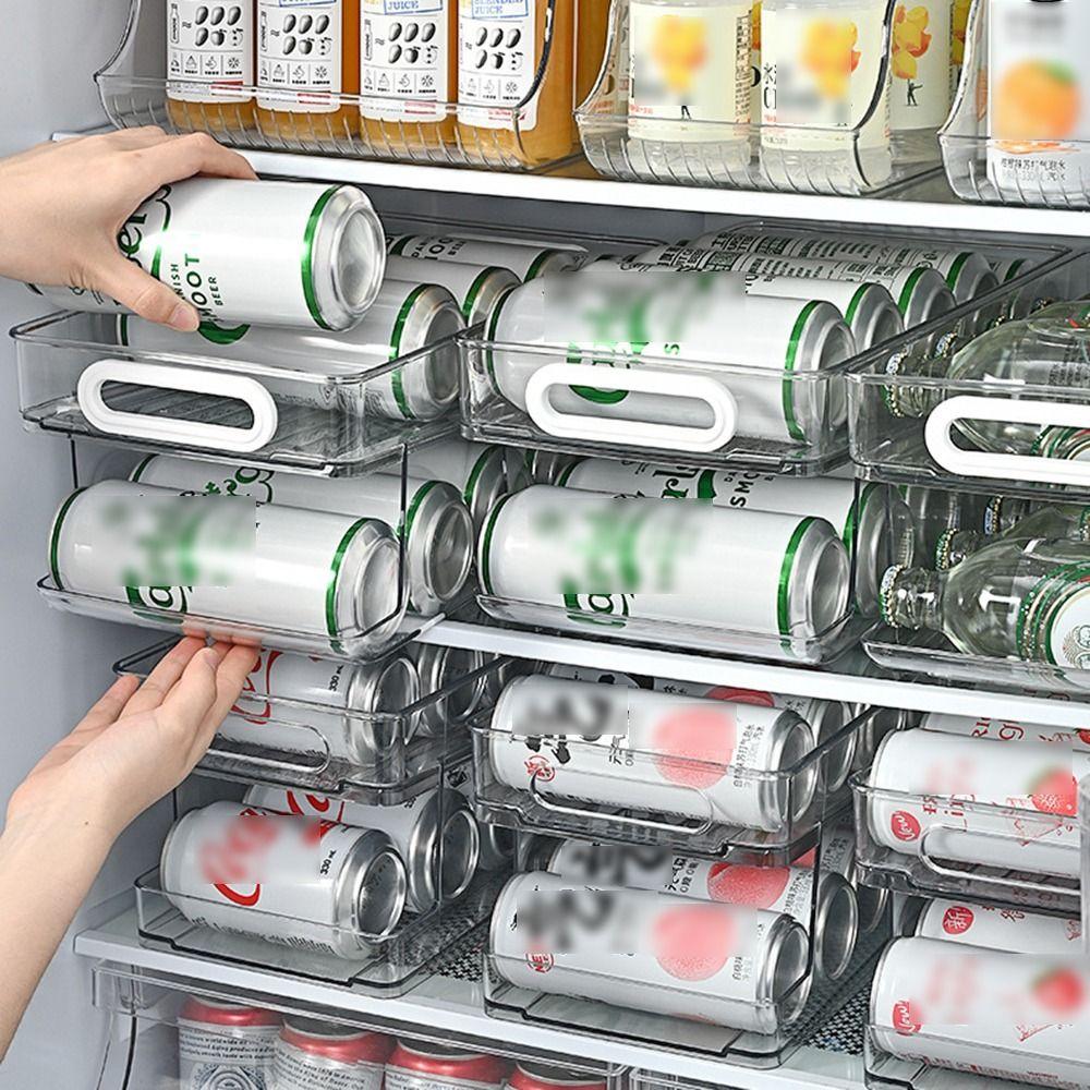 Auto-Rolling Soda Can Dispenser 1/2 Tier Refrigerator Storage Rack  Freezer