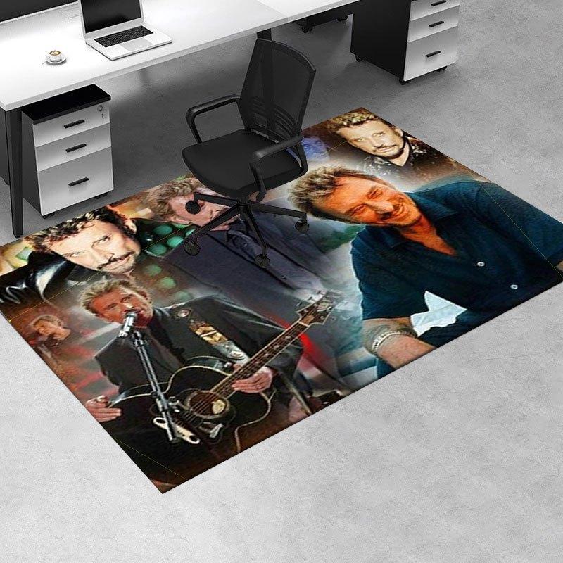 Johnny Hallyday Poster Collage - Music Legend Art PrintOffice Mat Perfect for Home Decor Office Desk Chair Rugs Chair Carpet for office Poly
