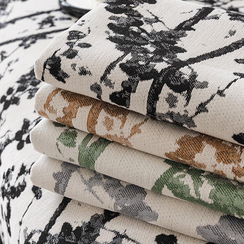 Chinese Retro Ink Painting Tree Branch Sofa Cushion New Living Room Light Luxury Non-Slip Sofa Seat Cushion Home Sofa Cover