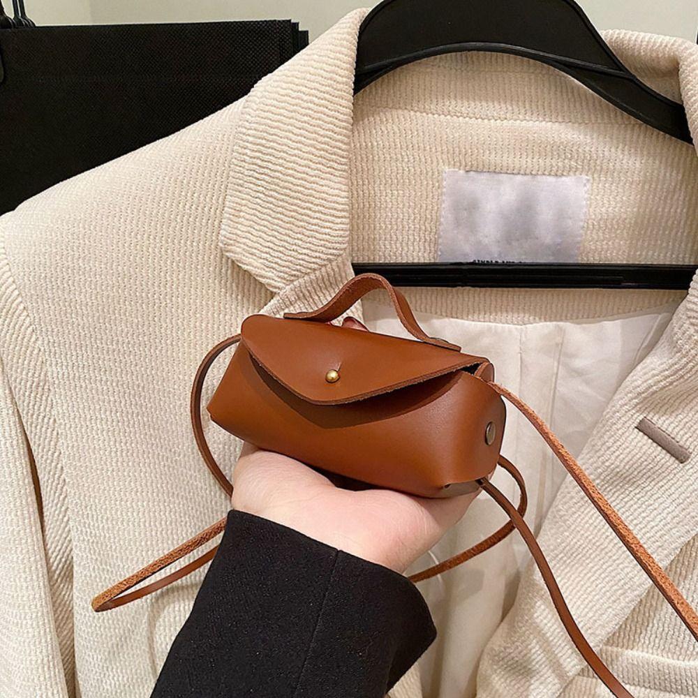 Retro PU Leather Mini Crossbody Bag Small Horizontal Coin Purse Solid Color Lipstick Bag