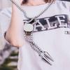 Geometric Designs Titanium Necklace Adjustable Chain and Cubic Zirconia Accent Clavicle Chain for Fashion Women