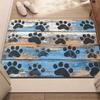 Rustic Paw Print Door Mat Vintage Wood Plank Print Farmhouse Dog Paw Home Decor Carpet Cute Non-Slip Entryway Rug for Front Door