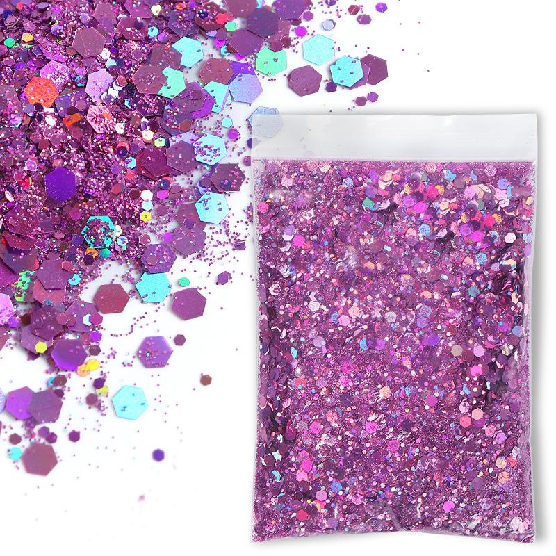 50G Glitter Mixed Hexagon Colorful Sequin Powder DIY Handmade Jewelry Epoxy Resin Making For Mold Nails Craft Accessories