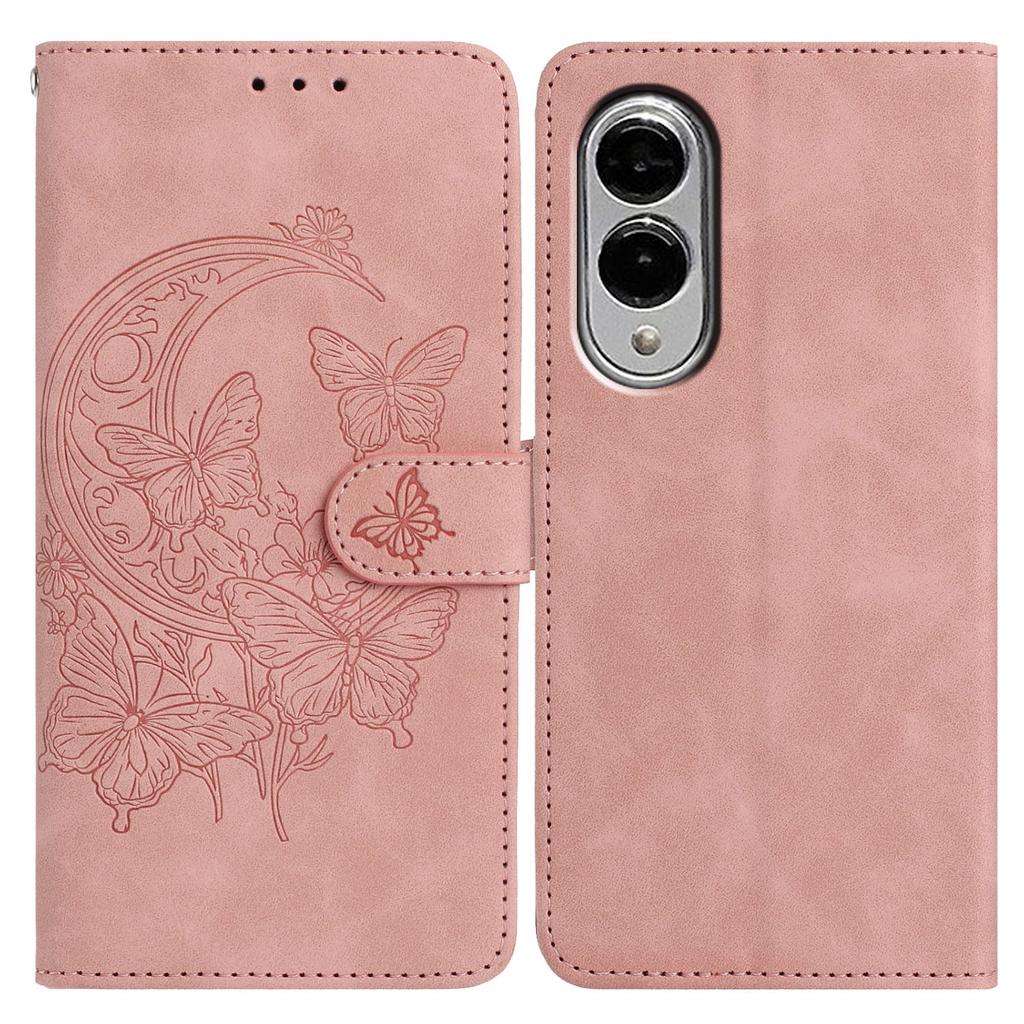 For Samsung Galaxy S25 Edge Case Butterfly Flower Imprinted PU Leather Wallet Stand Phone Cover
